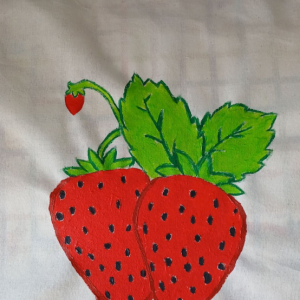 Słodkie struskawki namalowane na torbie